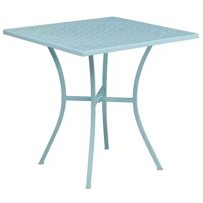 Emma and Oliver Commercial Grade 28 Square Metal Garden Patio Table Set w/ 2 Square Back Chairs