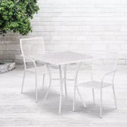 Emma and Oliver Commercial Grade 28 Square Metal Garden Patio Table Set w/ 2 Square Back Chairs