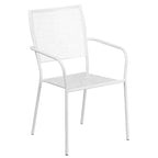 Emma and Oliver Commercial Grade 28 Square Metal Garden Patio Table Set w/ 2 Square Back Chairs
