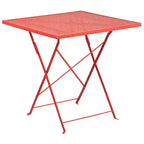 Ensemble table de jardin pliante carrée en métal Emma et Oliver Commercial 28 po avec 2 chaises à dossier carré