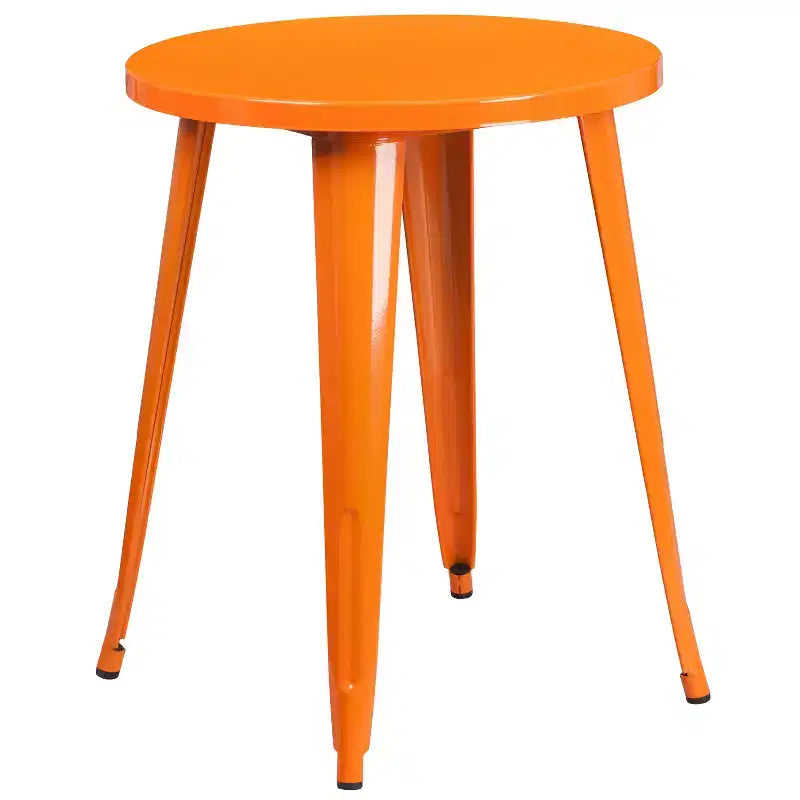 Ensemble de table ronde d'intérieur/extérieur Emma et Oliver de qualité commerciale de 24 pouces avec 4 chaises de café