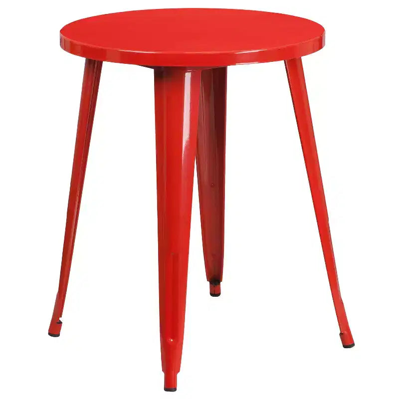 Ensemble de table ronde d'intérieur/extérieur Emma et Oliver de qualité commerciale de 24 pouces avec 4 chaises de café