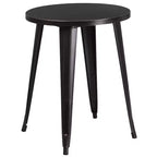 Ensemble de table ronde d'intérieur/extérieur en métal de qualité commerciale Emma et Oliver de 24 po et 4 chaises à dossier à lattes