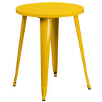 Ensemble de table ronde d'intérieur/extérieur en métal de qualité commerciale Emma et Oliver de 24 po et 4 chaises à dossier à lattes