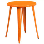 Ensemble de table ronde d'intérieur/extérieur en métal de qualité commerciale Emma et Oliver de 24 po et 4 chaises à dossier à lattes
