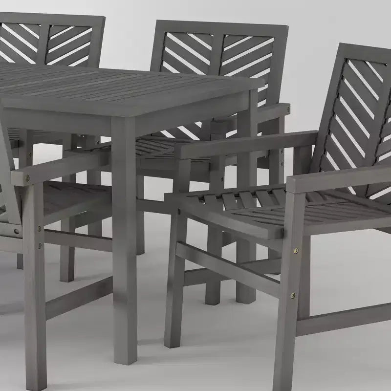 7pc Slatted Chevron Acacia Patio Dining Set - Saracina Home