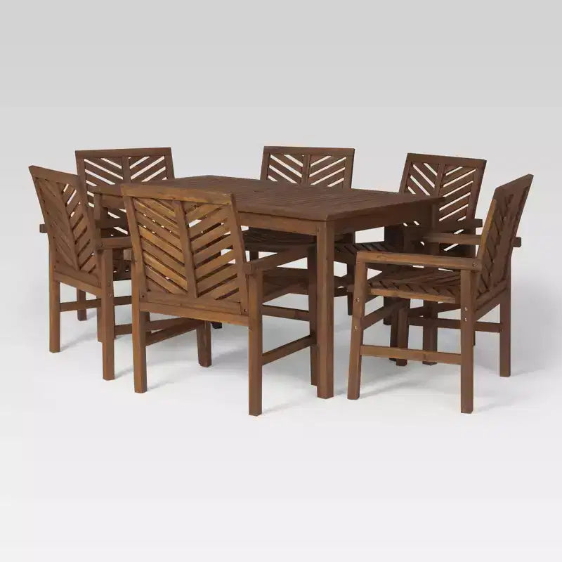 7pc Slatted Chevron Acacia Patio Dining Set - Saracina Home