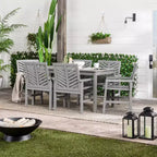 7pc Slatted Chevron Acacia Patio Dining Set - Saracina Home