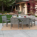 7pc Slatted Chevron Acacia Patio Dining Set - Saracina Home