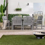 7pc Slatted Chevron Acacia Patio Dining Set - Saracina Home