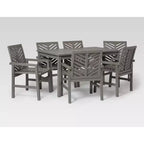 7pc Slatted Chevron Acacia Patio Dining Set - Saracina Home