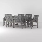 7pc Slatted Chevron Acacia Patio Dining Set - Saracina Home