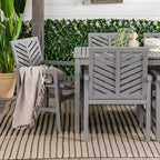 7pc Slatted Chevron Acacia Patio Dining Set - Saracina Home