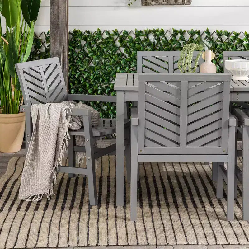 7pc Slatted Chevron Acacia Patio Dining Set - Saracina Home