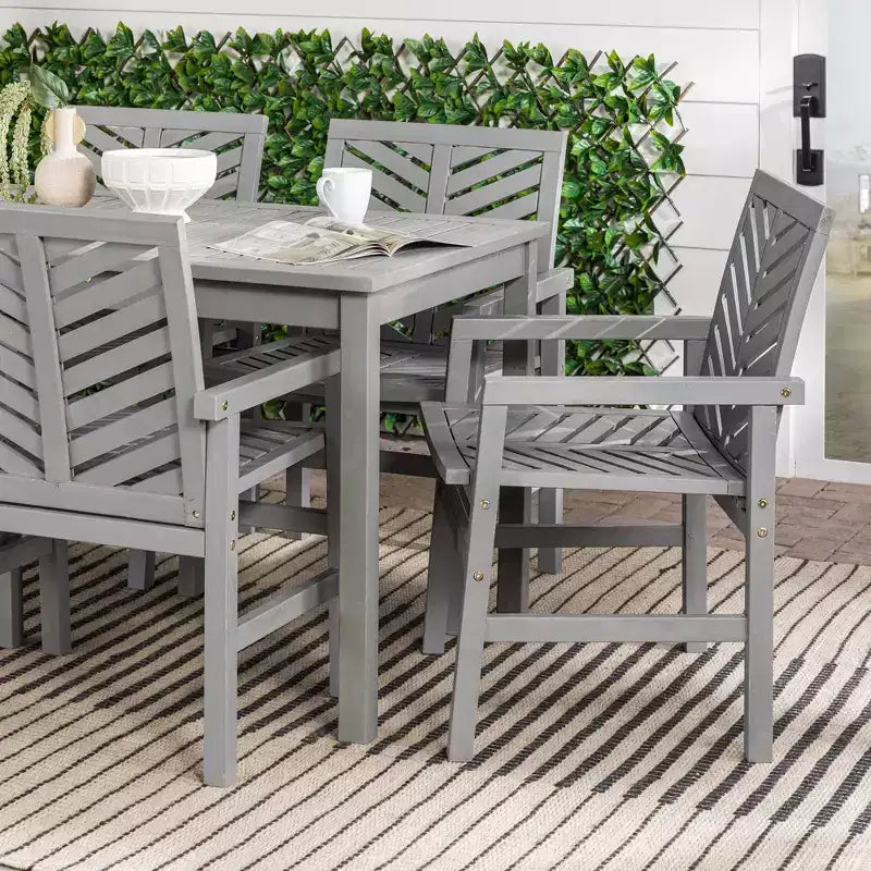 7pc Slatted Chevron Acacia Patio Dining Set - Saracina Home