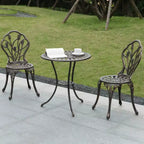 Gardenised Ensemble repas bronze intérieur et extérieur 2 chaises avec 1 table Bistro Patio en aluminium moulé.