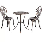 Gardenised Ensemble repas bronze intérieur et extérieur 2 chaises avec 1 table Bistro Patio en aluminium moulé.