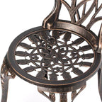 Gardenised Ensemble repas bronze intérieur et extérieur 2 chaises avec 1 table Bistro Patio en aluminium moulé.