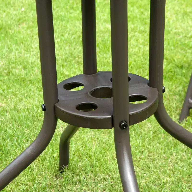 Outsunny 6 Piece Patio Dining Set for 4 with Umbrella, 4 Folding Dining Chairs & Round Glass Table for Garden, Backyard, and Poolside
