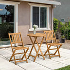 Outsunny Ensemble table de bistrot et chaises de jardin 2 places, table de patio en bois d'acacia, chaises pliantes en bois, vernies, ensemble de mobilier d'extérieur 3 pièces, à lattes, teck