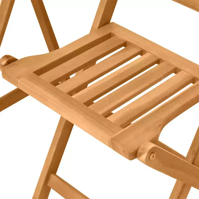 Outsunny Ensemble table de bistrot et chaises de jardin 2 places, table de patio en bois d'acacia, chaises pliantes en bois, vernies, ensemble de mobilier d'extérieur 3 pièces, à lattes, teck