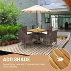 Ensemble de salle à manger Costway 5 pièces en rotin pour patio, chaises avec accoudoirs, plateau de table en bois