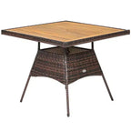Ensemble de salle à manger Costway 5 pièces en rotin pour patio, chaises avec accoudoirs, plateau de table en bois