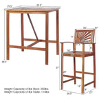 Costway Ensemble de bar 3 pièces en bois d'acacia, hauteur de bar, ensemble de salle à manger de bistrot de patio extérieur