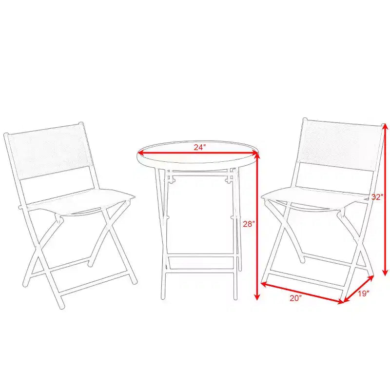 Costway 3 PCS Folding Bistro Table Chairs Set Garden Backyard Patio Furniture Red
