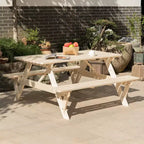 Table de pique-nique en bois 6 places Gardenised, pour terrasse, jardin, arrière-cour