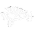 Table de pique-nique en bois 6 places Gardenised, pour terrasse, jardin, arrière-cour