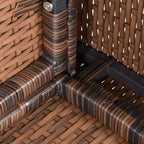 Outsunny 6 PCS Patio Dining Set All Weather Rattan Wicker Furniture Set with Wood Grain Top Table and Soft Cushions