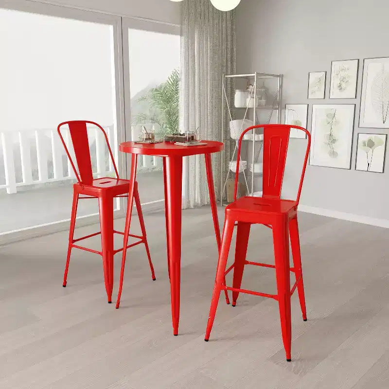 Ensemble de salle à manger d'extérieur 3 pièces Merrick Lane avec table et tabourets hauteur bar