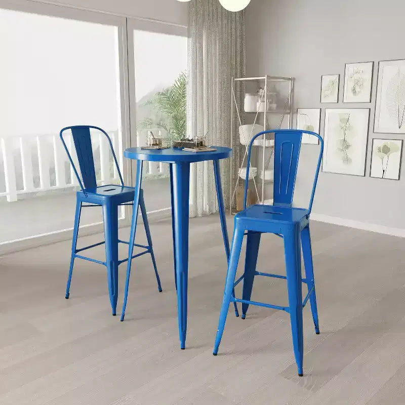 Ensemble de salle à manger d'extérieur 3 pièces Merrick Lane avec table et tabourets hauteur bar