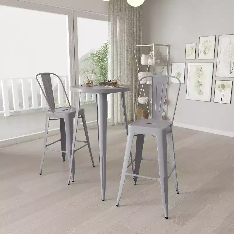Ensemble de salle à manger d'extérieur 3 pièces Merrick Lane avec table et tabourets hauteur bar