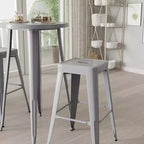 Ensemble de patio Merrick Lane avec table et tabourets sans dossier – Cadres en métal thermolaqué pour utilisation intérieure et extérieure