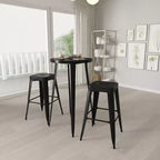 Ensemble de patio Merrick Lane avec table et tabourets sans dossier – Cadres en métal thermolaqué pour utilisation intérieure et extérieure