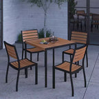Ensemble table et chaises de patio Merrick Lane 5 pièces en bois de teck synthétique et métal, table et chaises intérieures/extérieures toutes saisons