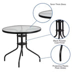 Flash Furniture 5 Piece Outdoor Patio Dining Set - Tempered Glass Patio Table, 4 Flex Comfort Stack Chairs