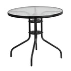 Flash Furniture 5 Piece Outdoor Patio Dining Set - Tempered Glass Patio Table, 4 Flex Comfort Stack Chairs