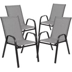 Flash Furniture 5 Piece Outdoor Patio Dining Set - Tempered Glass Patio Table, 4 Flex Comfort Stack Chairs