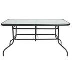 Flash Furniture Ensemble de salle à manger d'extérieur 5 pièces - Table de patio en verre trempé de 55 avec trou pour parasol, 4 chaises empilables à lattes en aluminium et métal noir