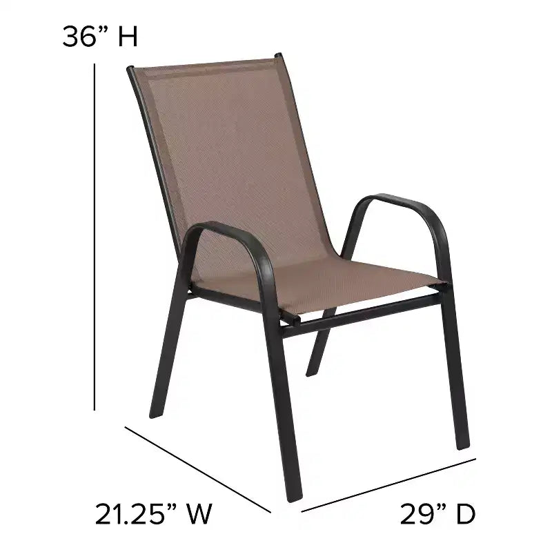 Ensemble de salle à manger d'extérieur 5 pièces Flash Furniture Brazos - Table de patio en verre trempé, 4 chaises empilables Flex Comfort