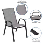 Ensemble de salle à manger d'extérieur 5 pièces Flash Furniture Brazos - Table de patio en verre trempé, 4 chaises empilables Flex Comfort