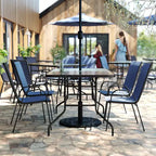 Ensemble de salle à manger d'extérieur 5 pièces Flash Furniture Brazos - Table de patio en verre trempé, 4 chaises empilables Flex Comfort