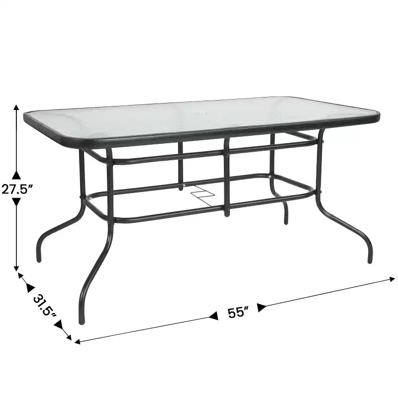 Ensemble de salle à manger d'extérieur 5 pièces Flash Furniture Brazos - Table de patio en verre trempé, 4 chaises empilables Flex Comfort