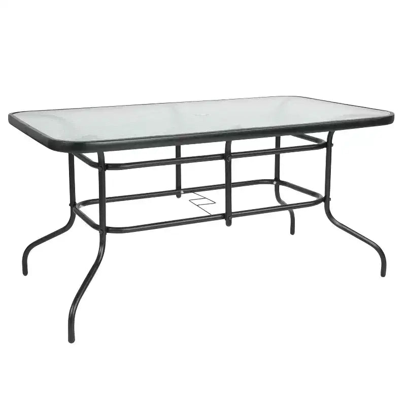 Ensemble de salle à manger d'extérieur 5 pièces Flash Furniture Brazos - Table de patio en verre trempé, 4 chaises empilables Flex Comfort