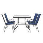 Ensemble de salle à manger d'extérieur 5 pièces Flash Furniture Brazos - Table de patio en verre trempé, 4 chaises empilables Flex Comfort
