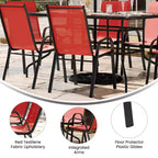 Ensemble de salle à manger d'extérieur 5 pièces Flash Furniture Brazos - Table de patio en verre trempé, 4 chaises empilables Flex Comfort