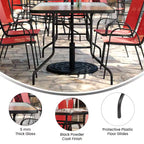 Ensemble de salle à manger d'extérieur 5 pièces Flash Furniture Brazos - Table de patio en verre trempé, 4 chaises empilables Flex Comfort
